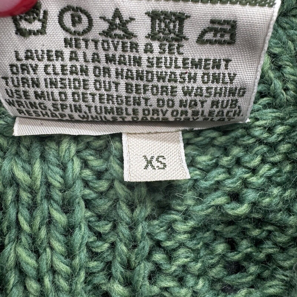 Carraig Donn Womens Merino Wool Aran Irish Wrap Sweater Size‎ XS Green Fisherman - Picture 4 of 12